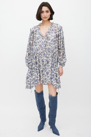 Isabel Marant Cream & Blue Silk Paisley Dress