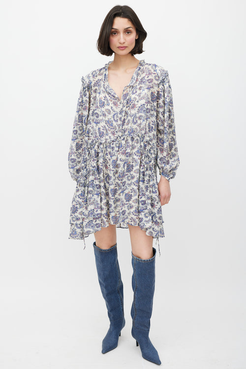 Isabel Marant Cream & Blue Silk Paisley Dress