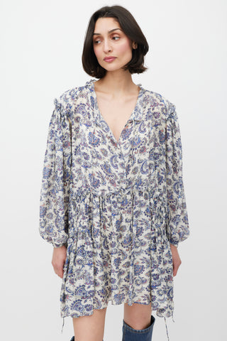 Isabel Marant Cream & Blue Silk Paisley Dress