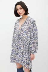 Isabel Marant Cream & Blue Silk Paisley Dress