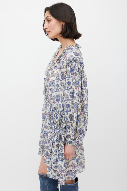 Isabel Marant Cream & Blue Silk Paisley Dress