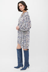Isabel Marant Cream & Blue Silk Paisley Dress