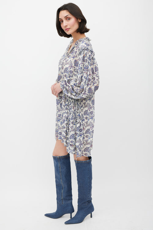 Isabel Marant Cream & Blue Silk Paisley Dress