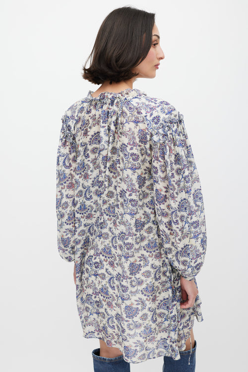 Isabel Marant Cream & Blue Silk Paisley Dress
