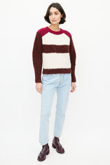 Isabel Marant Cream & Burgundy Striped Mohair Sweater