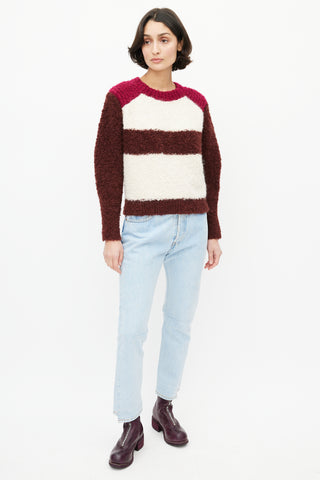 Isabel Marant Cream & Burgundy Striped Mohair Sweater