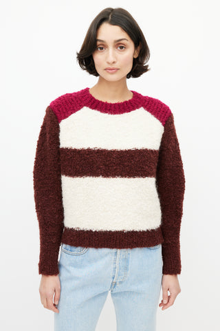 Isabel Marant Cream & Burgundy Striped Mohair Sweater