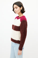 Isabel Marant Cream & Burgundy Striped Mohair Sweater