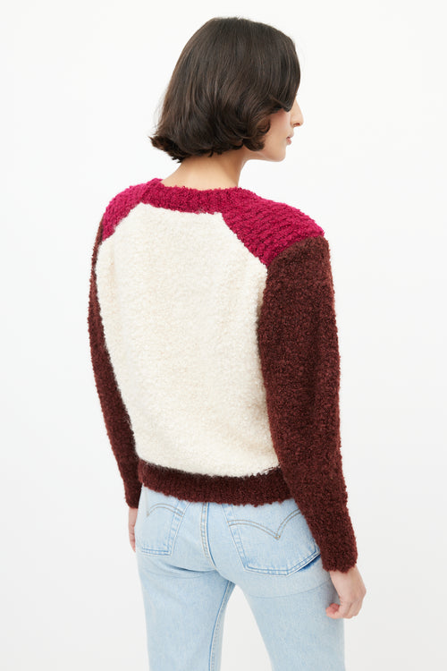 Isabel Marant Cream & Burgundy Striped Mohair Sweater
