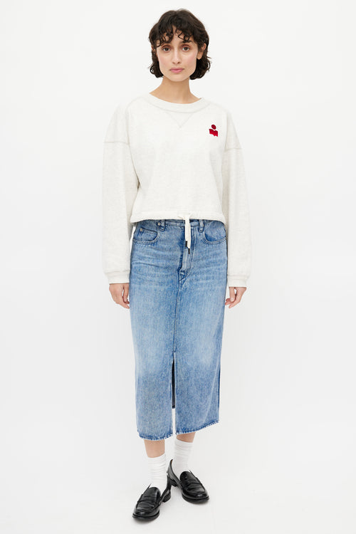 Isabel Marant Étoile Grey & Red Logo Sweatshirt