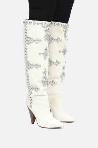 Isabel Marant Leather Studded Knee High Boot