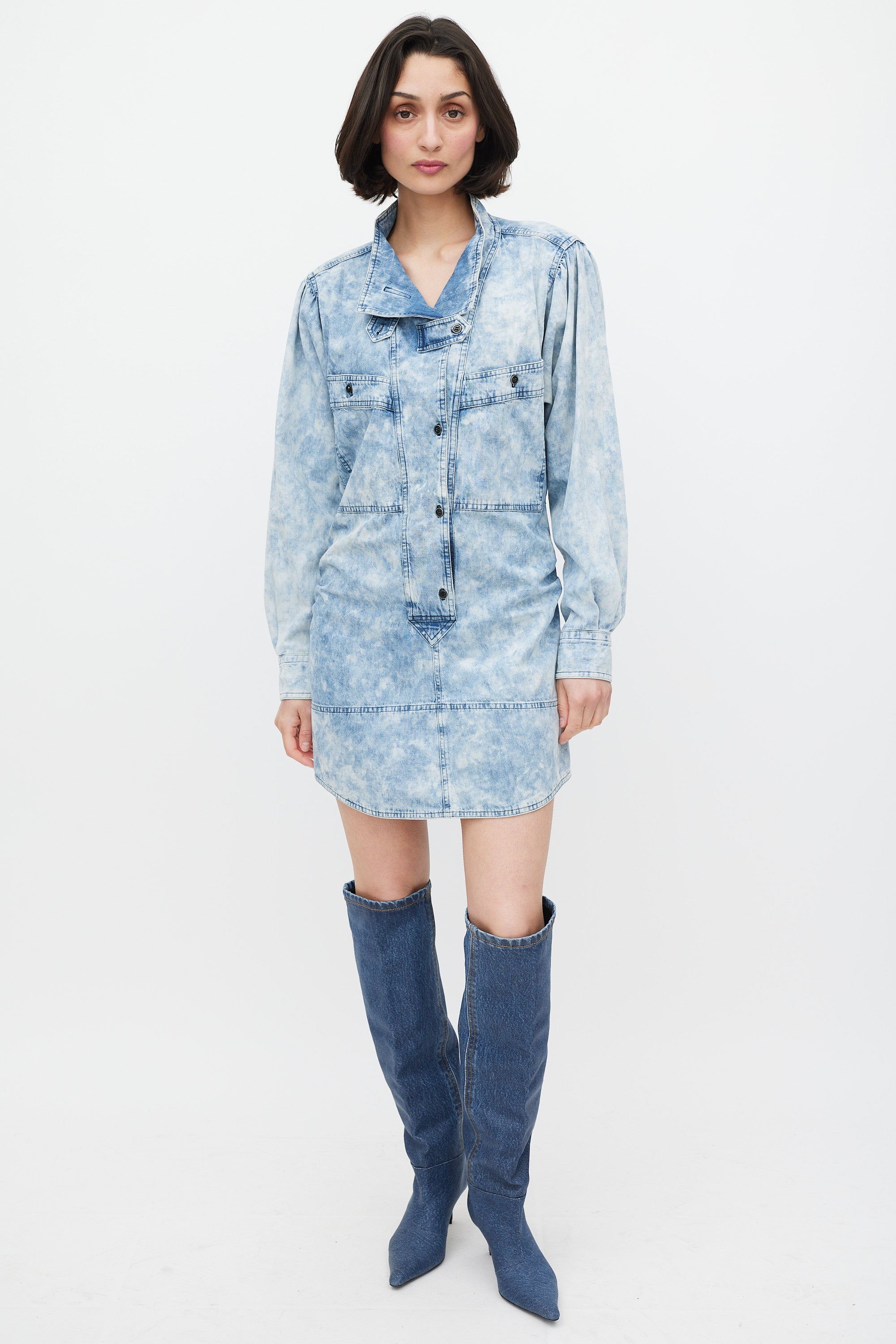 isabel marant etoile denim dress Marant Etoile Tomia denim midi dress Isabel Marant Etoile