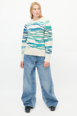 Isabel Marant Étoile Beige & Blue Loose Knit Sweater
