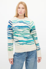 Isabel Marant Étoile Beige & Blue Loose Knit Sweater