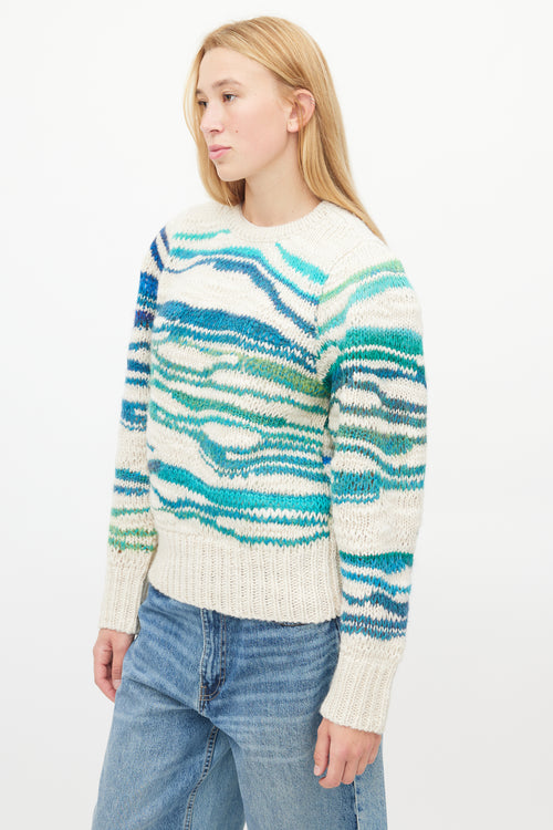 Isabel Marant Étoile Beige & Blue Loose Knit Sweater