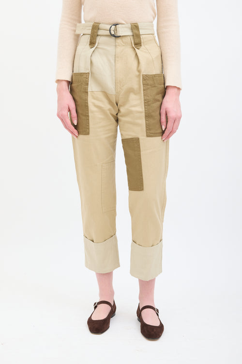 Isabel Marant Étoile Beige & Brown Patchwork Keyega Cargo Pant