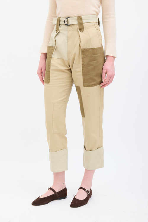 Isabel Marant Étoile Beige & Brown Patchwork Keyega Cargo Pant