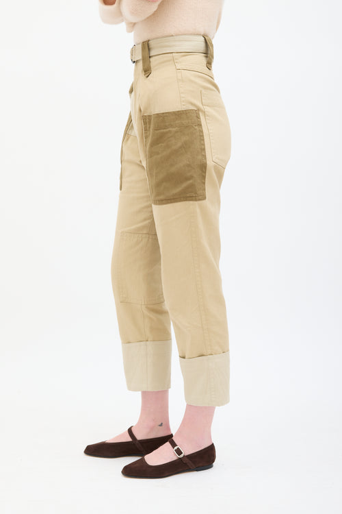 Isabel Marant Étoile Beige & Brown Patchwork Keyega Cargo Pant