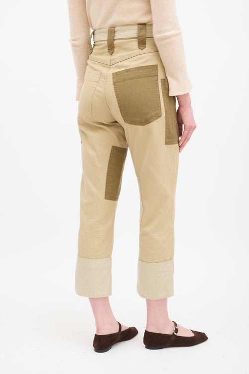 Isabel Marant Étoile Beige & Brown Patchwork Keyega Cargo Pant