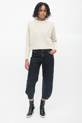 Isabel Marant Étoile Beige Cable Knit Mockneck  Sweater