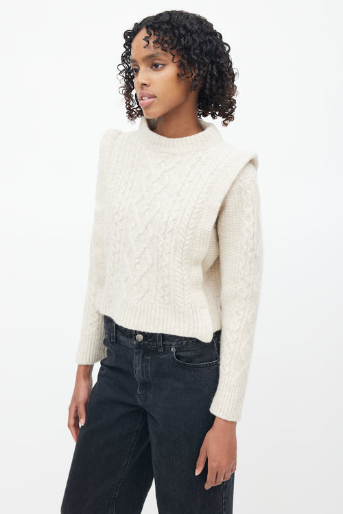 Isabel Marant Étoile Beige Cable Knit Mockneck  Sweater