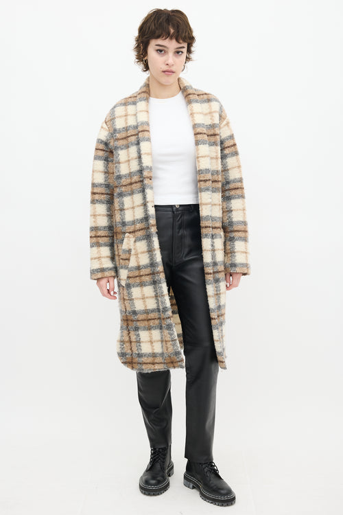 Isabel Marant Étoile Beige & Multi Wool Plaid Gabriel Coat