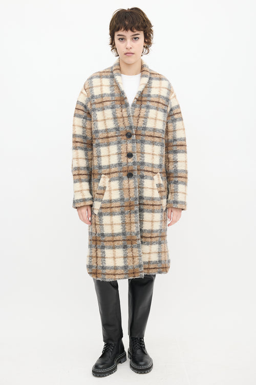 Isabel Marant Étoile Beige & Multi Wool Plaid Gabriel Coat