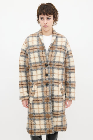 Isabel Marant Étoile Beige & Multi Wool Plaid Gabriel Coat