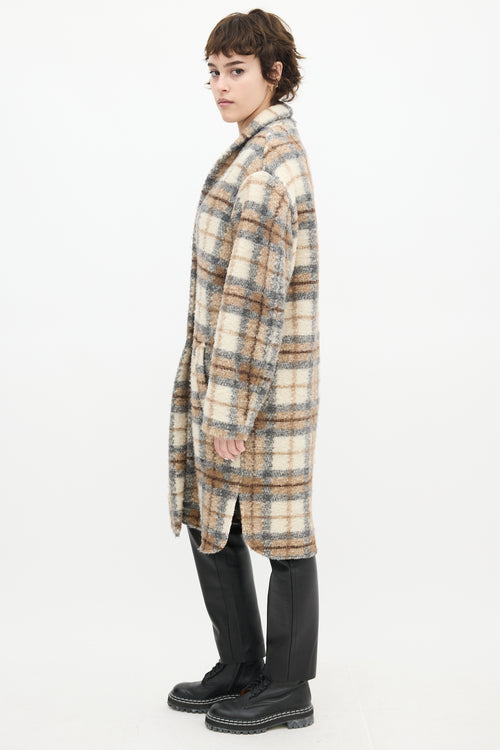 Isabel Marant Étoile Beige & Multi Wool Plaid Gabriel Coat