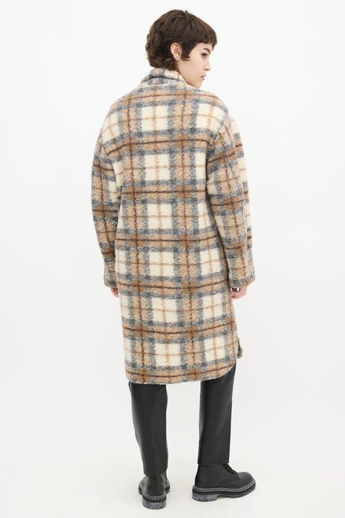 Isabel Marant Étoile Beige & Multi Wool Plaid Gabriel Coat