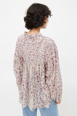 Isabel Marant Étoile Beige & Multicolour Floral Pleated Top
