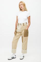 Isabel Marant Étoile Beige & Multicolour Patched Belted Trouser