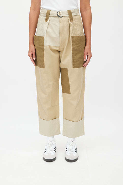 Isabel Marant Étoile Beige & Multicolour Patched Belted Trouser