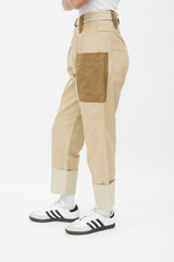 Isabel Marant Étoile Beige & Multicolour Patched Belted Trouser