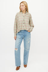 Isabel Marant Étoile Green & Pink Plaid Shirt