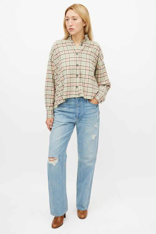 Isabel Marant Étoile Green & Pink Plaid Shirt