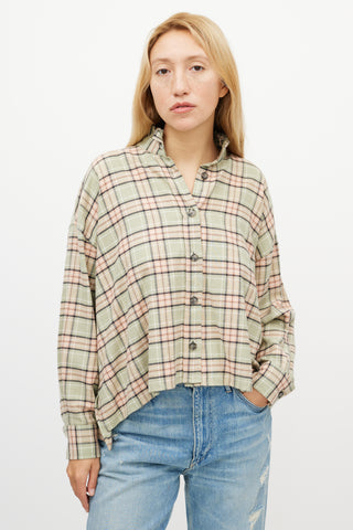 Isabel Marant Étoile Green & Pink Plaid Shirt