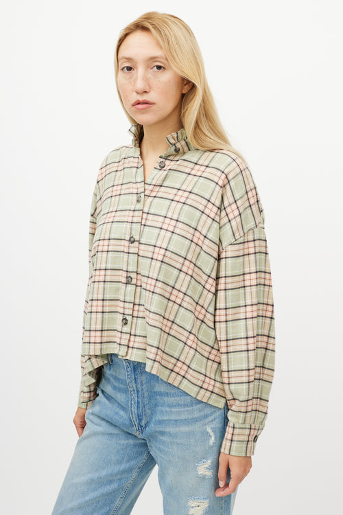 Isabel Marant Étoile Green & Pink Plaid Shirt