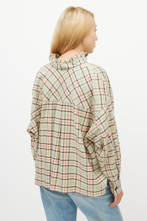Isabel Marant Étoile Green & Pink Plaid Shirt