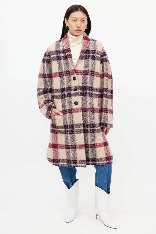 Isabel Marant Étoile Beige & Purple Check Gabriel Coat