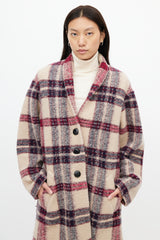 Isabel Marant Étoile Beige & Purple Check Gabriel Coat