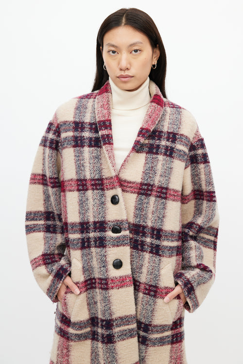 Isabel Marant Étoile Beige & Purple Check Gabriel Coat