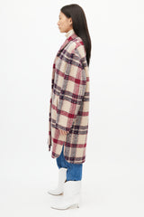 Isabel Marant Étoile Beige & Purple Check Gabriel Coat