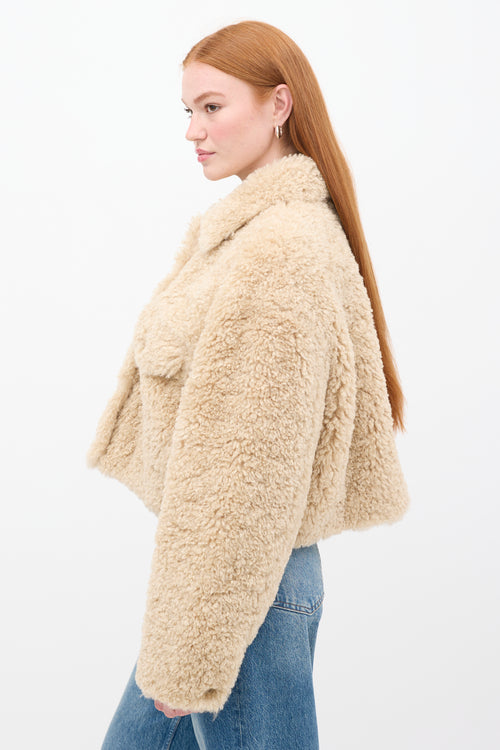 Isabel Marant Étoile Beige Sherpa Fazia Cropped Jacket