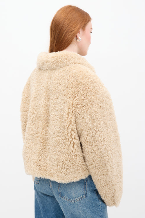 Isabel Marant Étoile Beige Sherpa Fazia Cropped Jacket