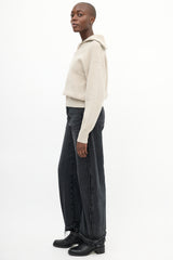Isabel Marant Étoile Beige Wool Myclan Quarter Zip Sweater