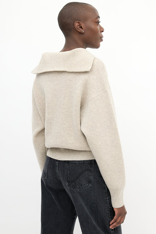 Isabel Marant Étoile Beige Wool Myclan Quarter Zip Sweater