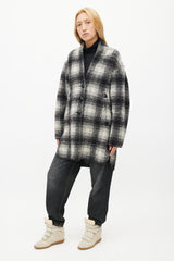 Isabel Marant Étoile Black & White Plaid Wool Coat