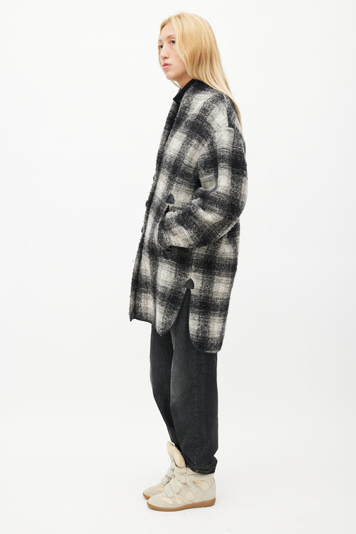 Isabel Marant Étoile Black & White Plaid Wool Coat