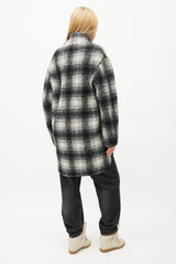 Isabel Marant Étoile Black & White Plaid Wool Coat